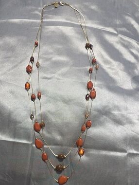 Coiris Long Line Layered Illusion Necklace Gold Brown Earthtone